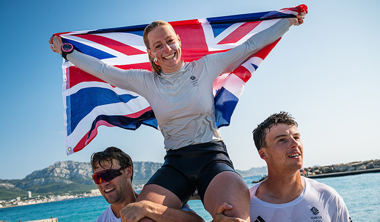 Ellie Aldridge celebrating her Paris win