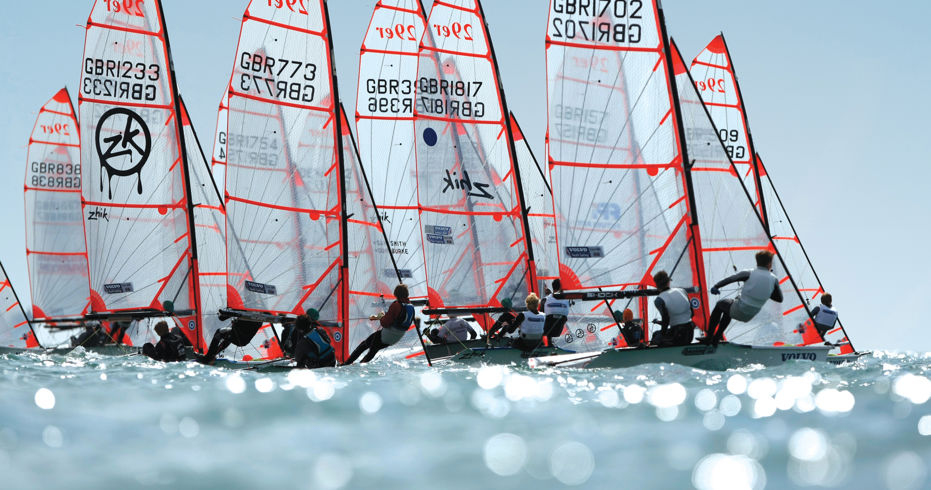 Windsurfers preparing for race