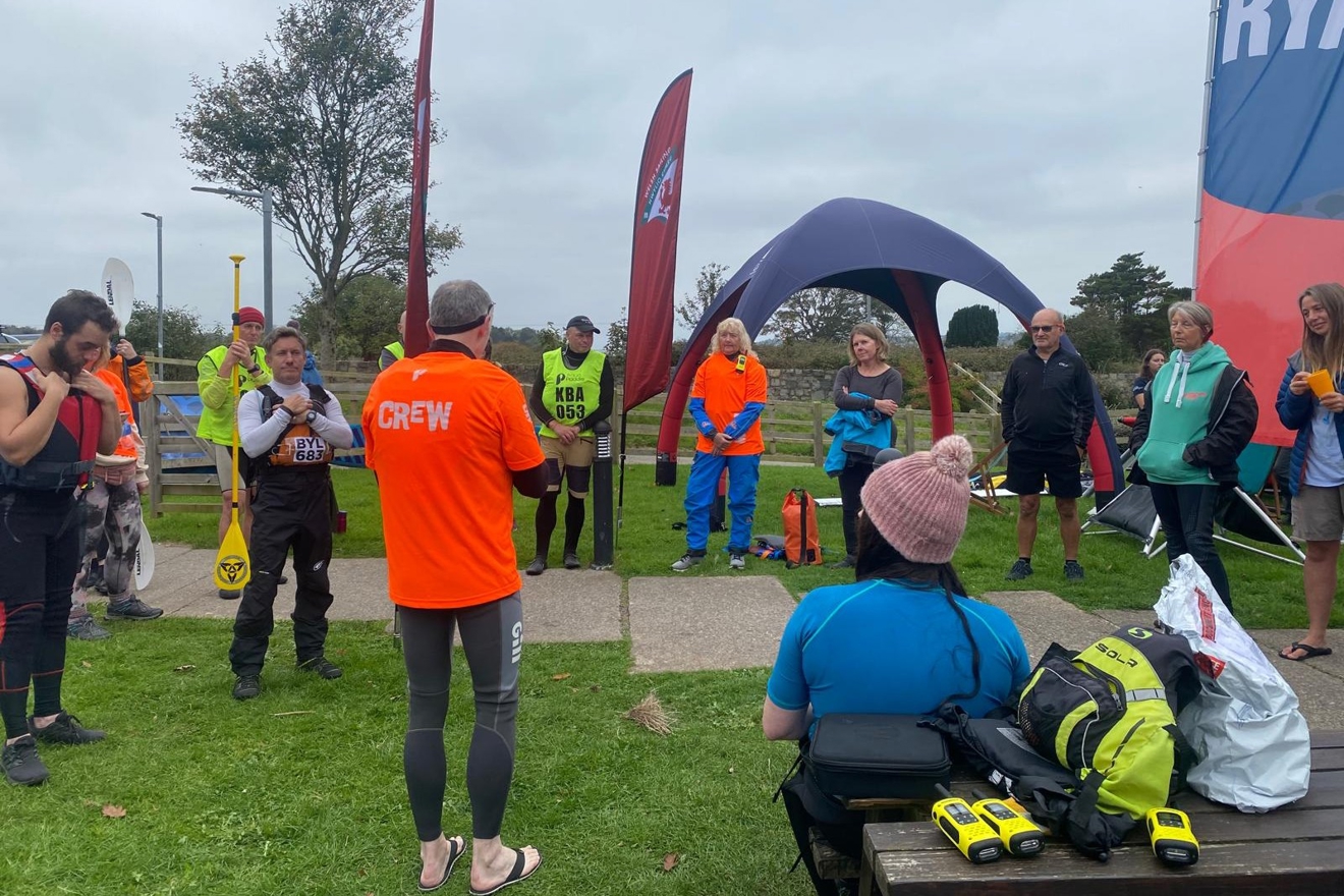 AquaPaddle briefing for participants onshore at Plas Menai