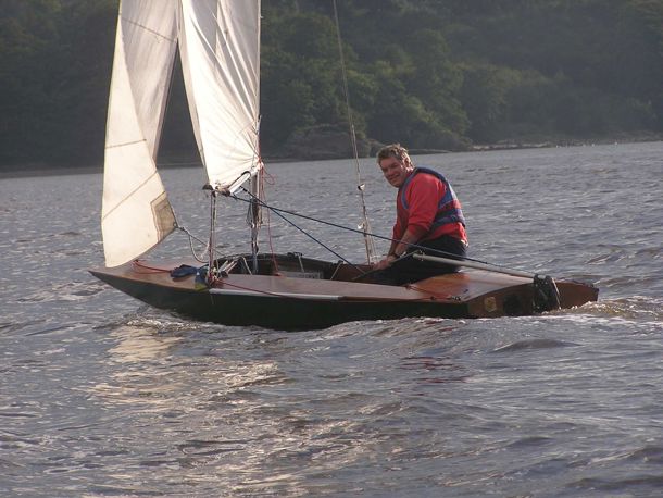 Drew sailing his Fireball dinghy