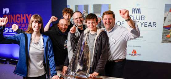 An image of Draycote Water Sailing Club winners on stage