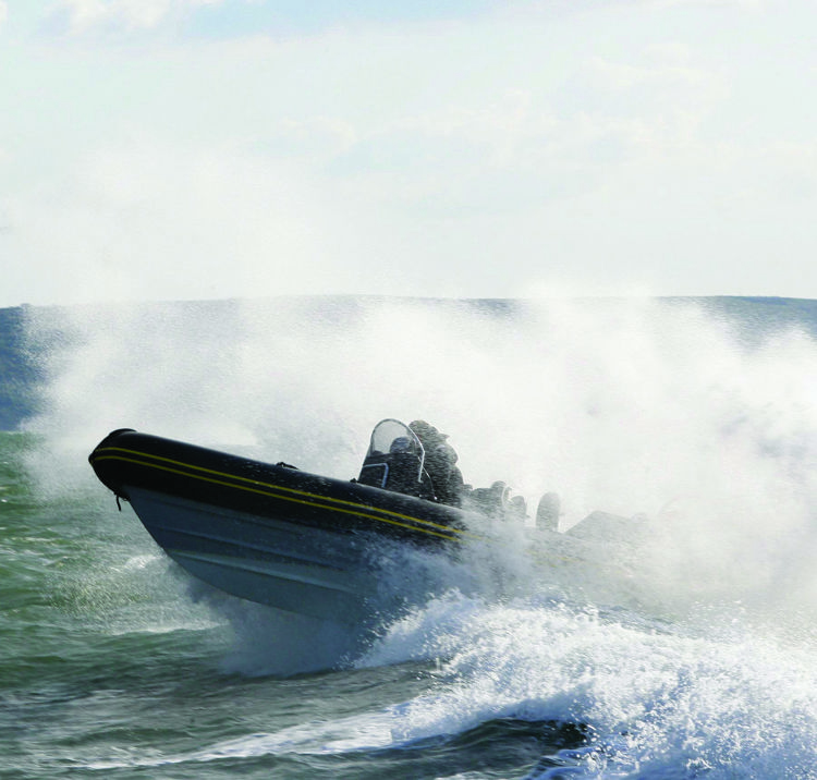 Power boat in waves