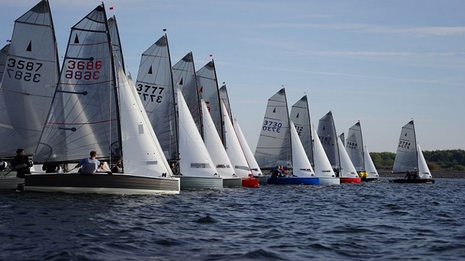 A group of boats part of the Merlinrocket national class
