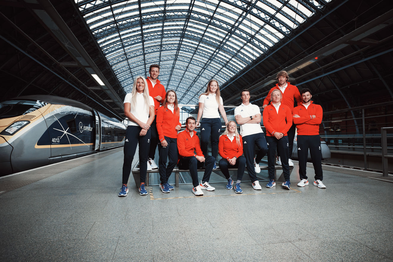 Team GB sailing team announcement for Paris 2024. October 10 at St Pancras Station, London.