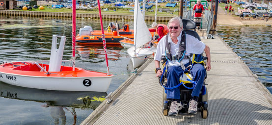 Sailor on the dock in his wheelchair