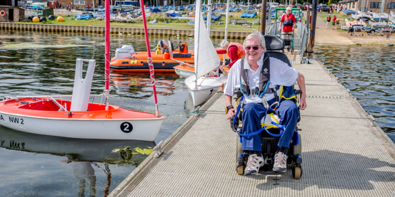 Sailor on the dock in his wheelchair