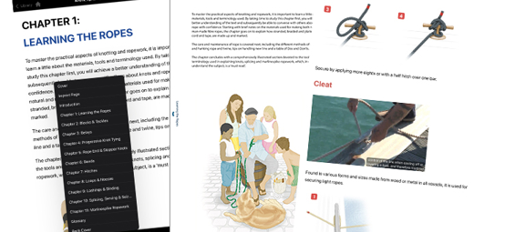 Screenshots of RYA eBooks showing accessibility features