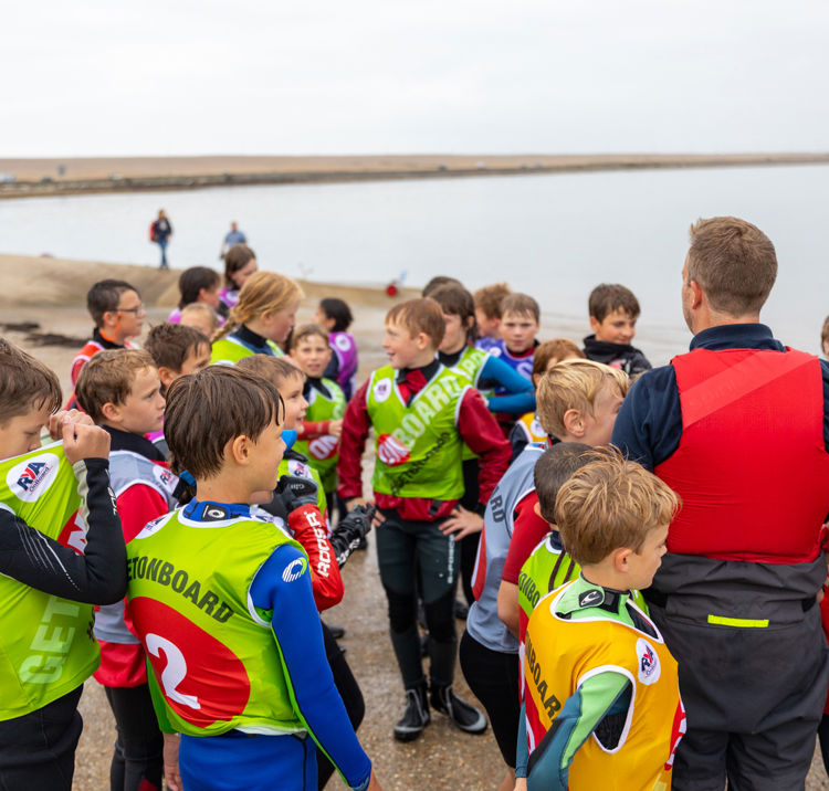 Children and their instructor 