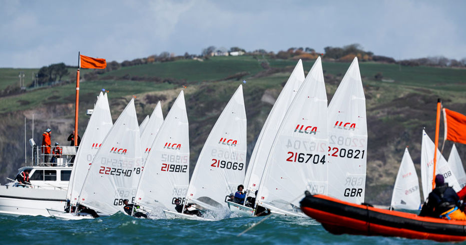 Group of dinghies racing